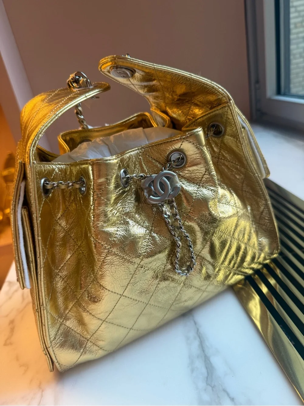 CHANEL Medium Hobo Bag – Metallic Veau (Metallic Calfskin) – Brand New